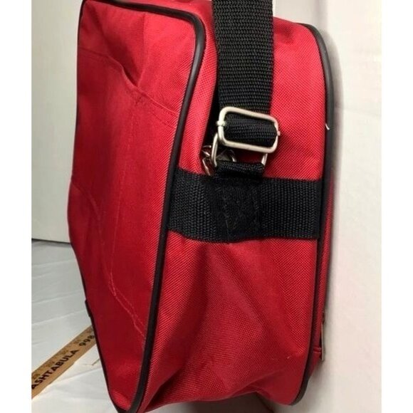 American Tourister Red Carry On Bag Shoulder Adjustable Travel Overnight Retro - Picture 4 of 12